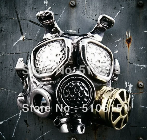 Steampunk Gas Mask Ring Breathing Respirator Machinery Skull Smokehelmet Oddities Daleks Apocalypse Punk Jewelry