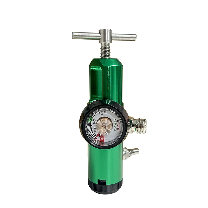 Ventilator Pressure Reducer CGA870 Aluminum Body Medical Oxygen Regulator With Threaded Connection