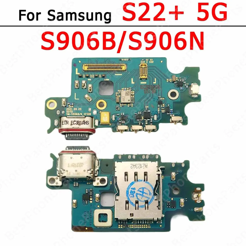 Charging Port For Samsung Galaxy S22+ Plus 5G S22 Ultra Charge Board Pcb Dock Usb Connector Flex Plate Spare Parts