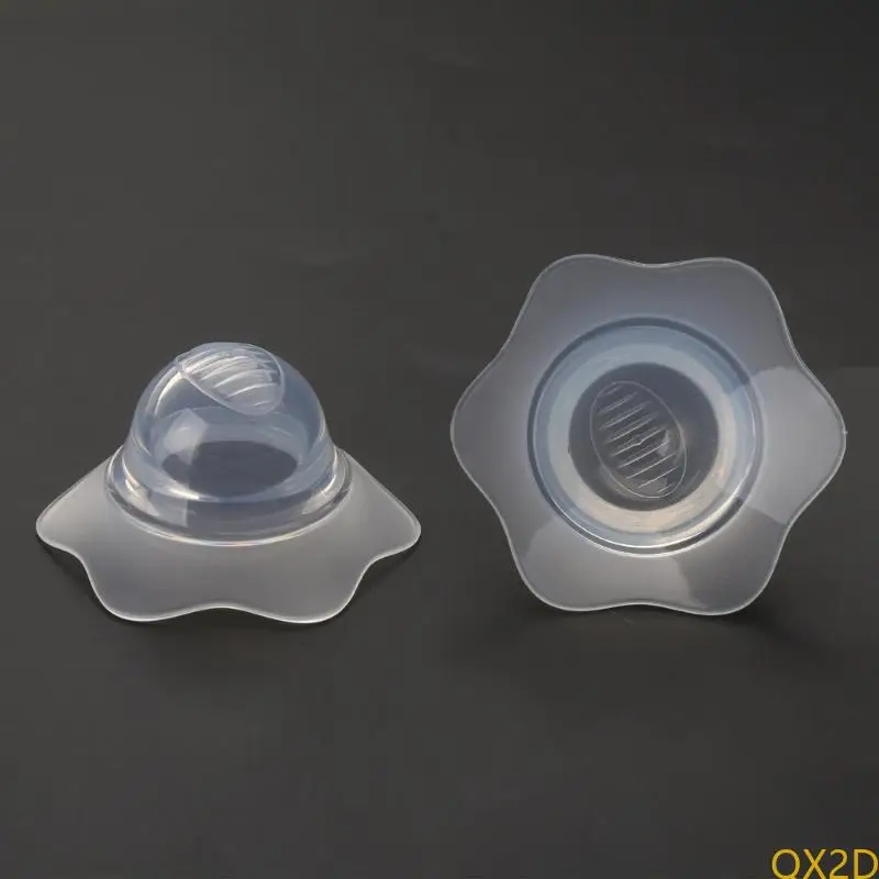 2Pcs/Pair for Nano Silver Silicone Nipple Corrector Petal-Shaped Extractor Invagination Flat Suction Devic