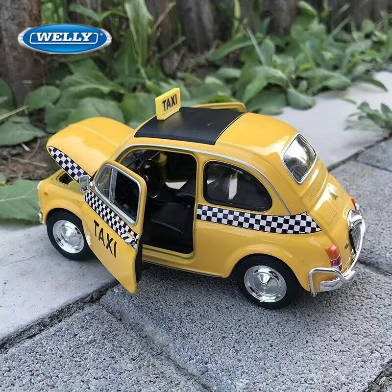 

Welly 1:24 Nuova Fiat 500 Taxi Alloy Car Model Diecast Metal Toy Classic Vehicles Car Model Simulation Collection Children Gifts