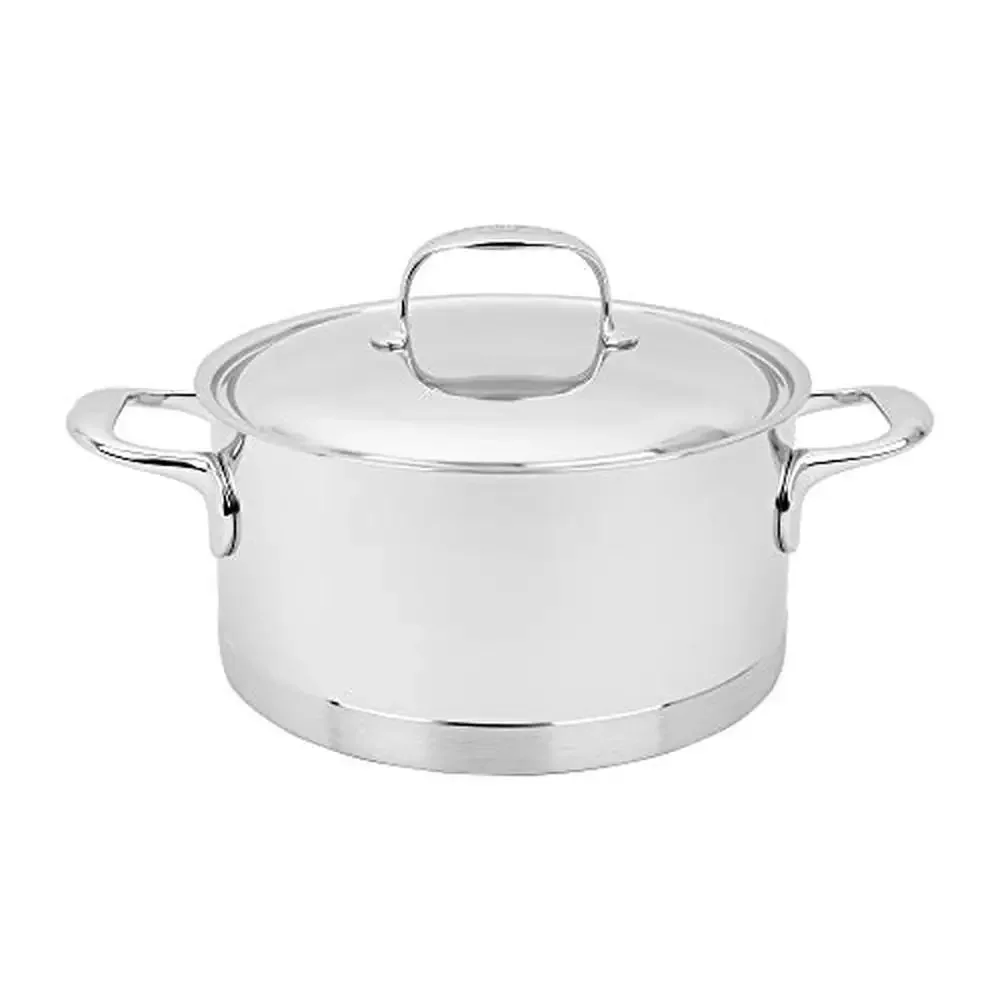 

7-Ply Stainless Steel Casserole 4.2-qt Oven Safe Optimal Heat Distribution Stay-Cool Handles Dishwasher Safe Made in Belgium