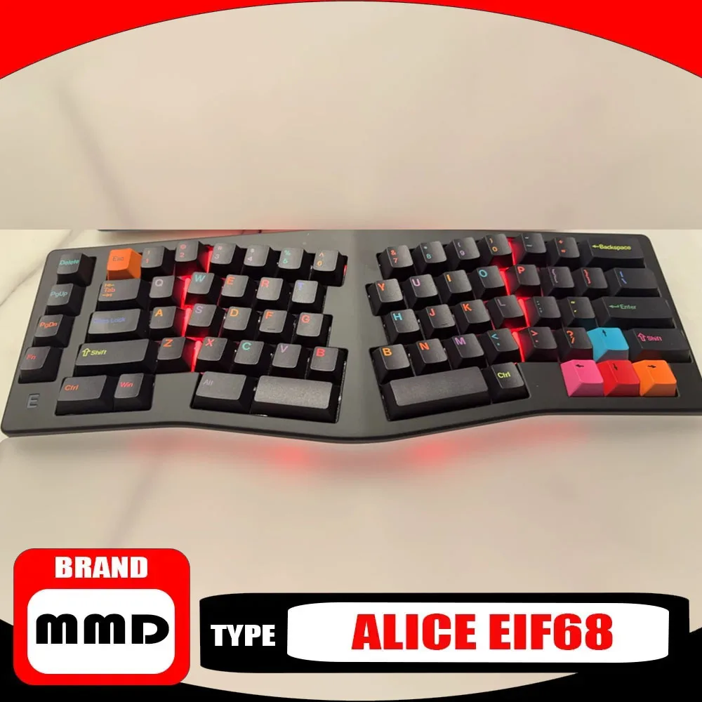 MMD Alice EIF68 Mechanical Keyboard Hot-swappable Customized QMK/VIA Ergonomic RGB Three-mode Bluetooth Keyboard Durable