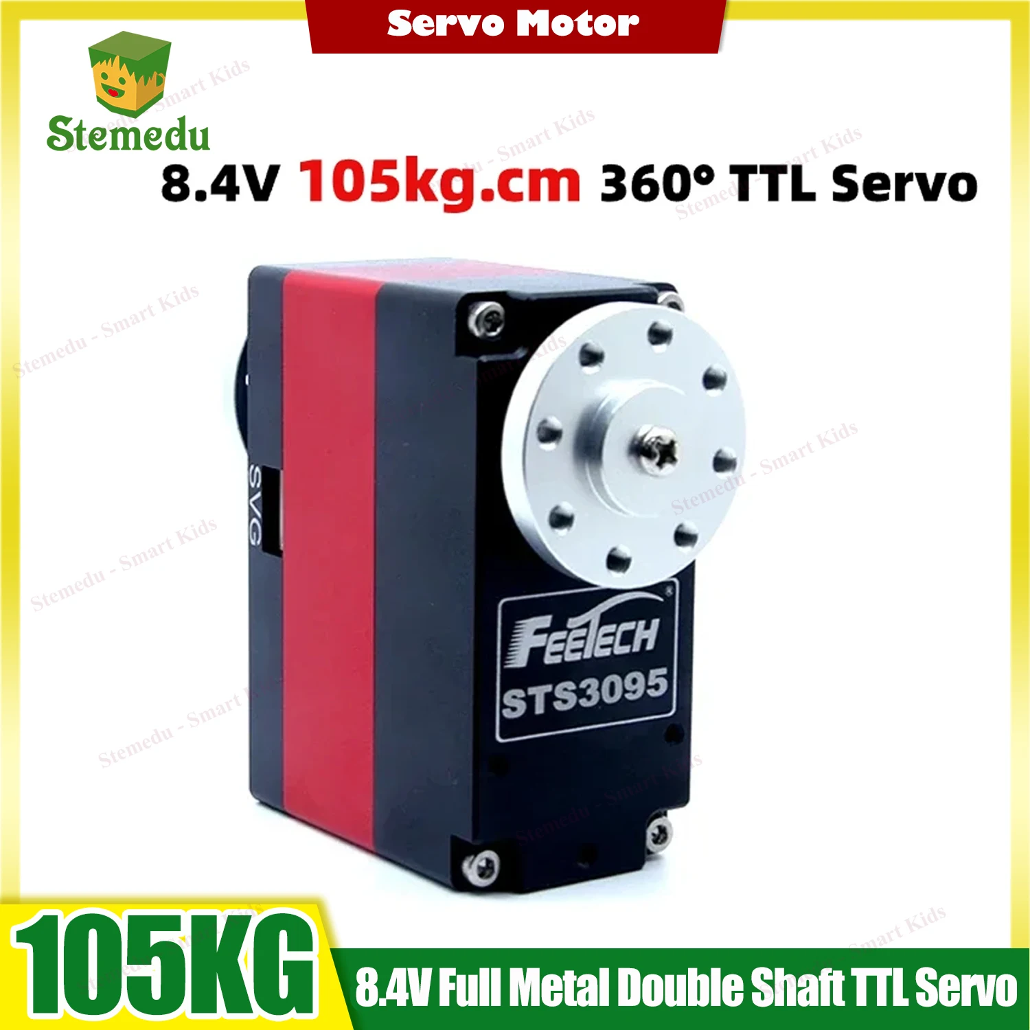 Feetech ST-3095-C001 Servomotore intelligente a coppia elevata da 105 kg. cm 8,4 V Metal Gear TTL Controllo bus seriale per robot industriale
