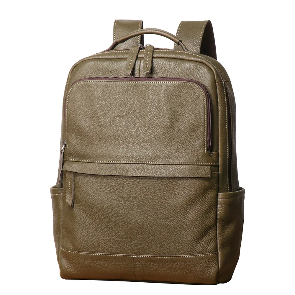 Professional Genuine Full Grain Leather Travel Backpack - Premium Spacious Laptop Bag