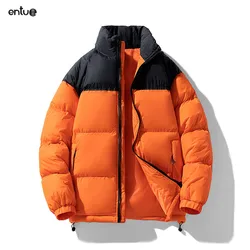 Men's and Women's New Brand Autumn/Winter Standing Neck Loose Large Contrast Panel Bread Couple Jacket Coat