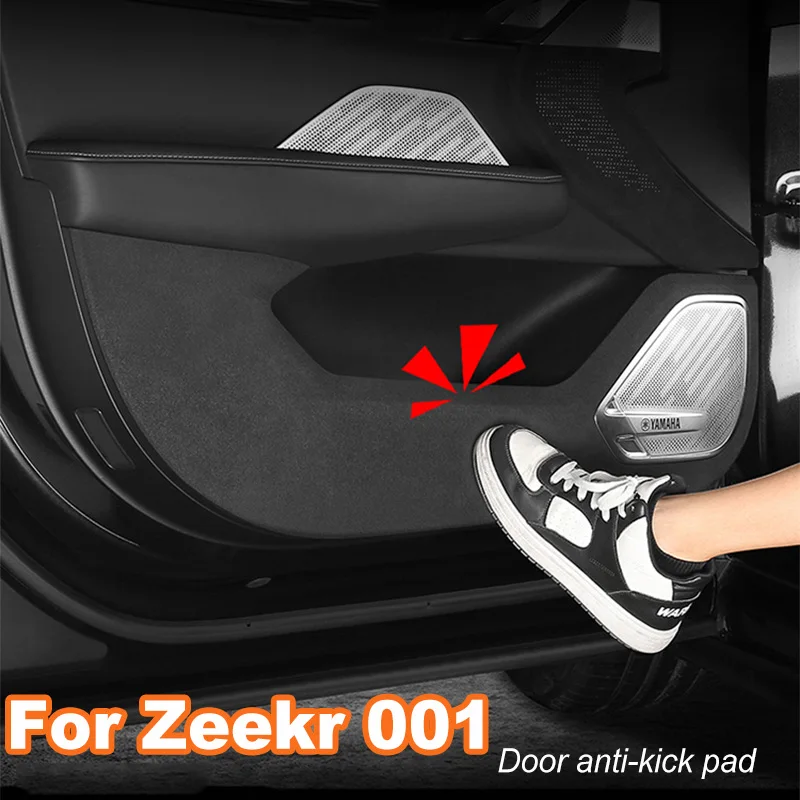 For Zeekr 001 Car Door Anti Kick Pads Interior Protective Mat B-pillar Trim Kick Decoration Suede Plates