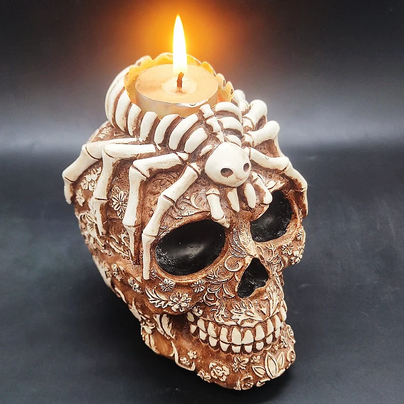 

Halloween Decoration Spider Skull Candlestick Seat Silicone Mold Gypsum Craft Resin Making Tool DIY Party Gift