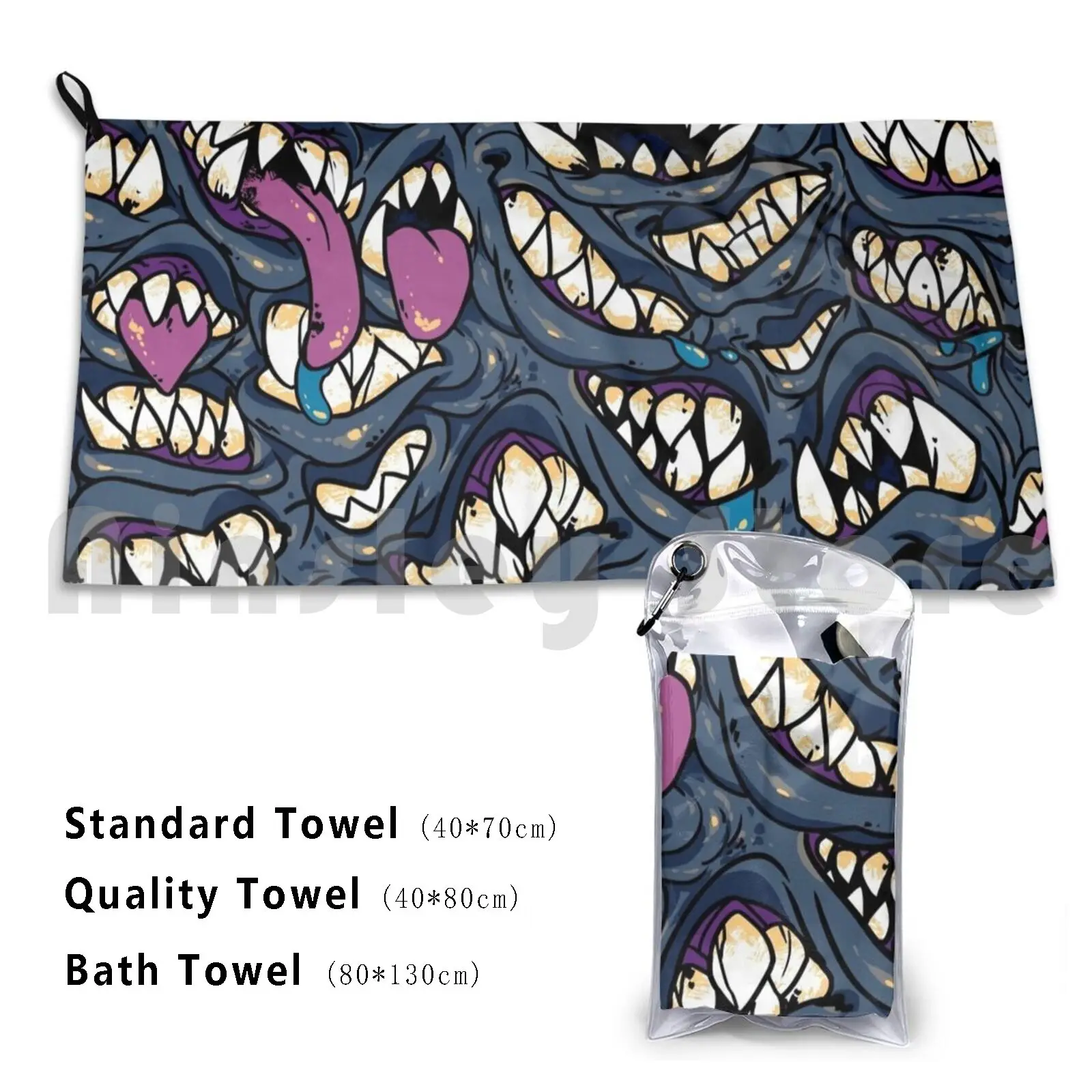 Sins Of The Flesh [ Ghoul ] Bath Towel Beach Cushion Ghoul Mouth Mouths Teeth Tongue Fangs Monster