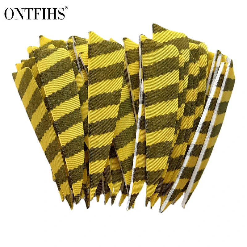 24Pcs 3 Inch Shield Cut Fletching Archery Hunting And Shooting Arrow Real Turkey Feather --Striped