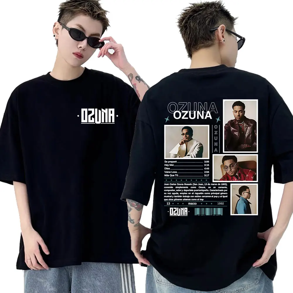 

Рэпер Ozuna Tour, новый альбом, футболка с товаром для мужчин и женщин, винтажные футболки большого размера Y2K, летняя футболка с круглым вырезом и коротким рукавом, уличная одежда