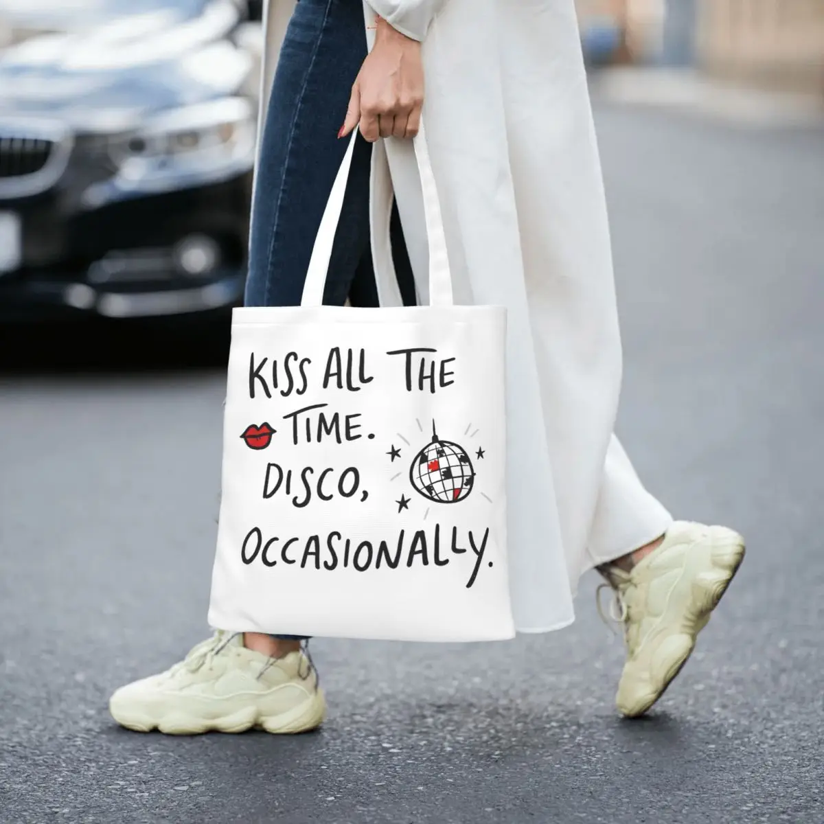 Kiss All The Time Shopper Bag Harrys Styles New Album Designer Shoulder Bag Women Reusable Tote Bag Cloth Outdoor Woman Handbags