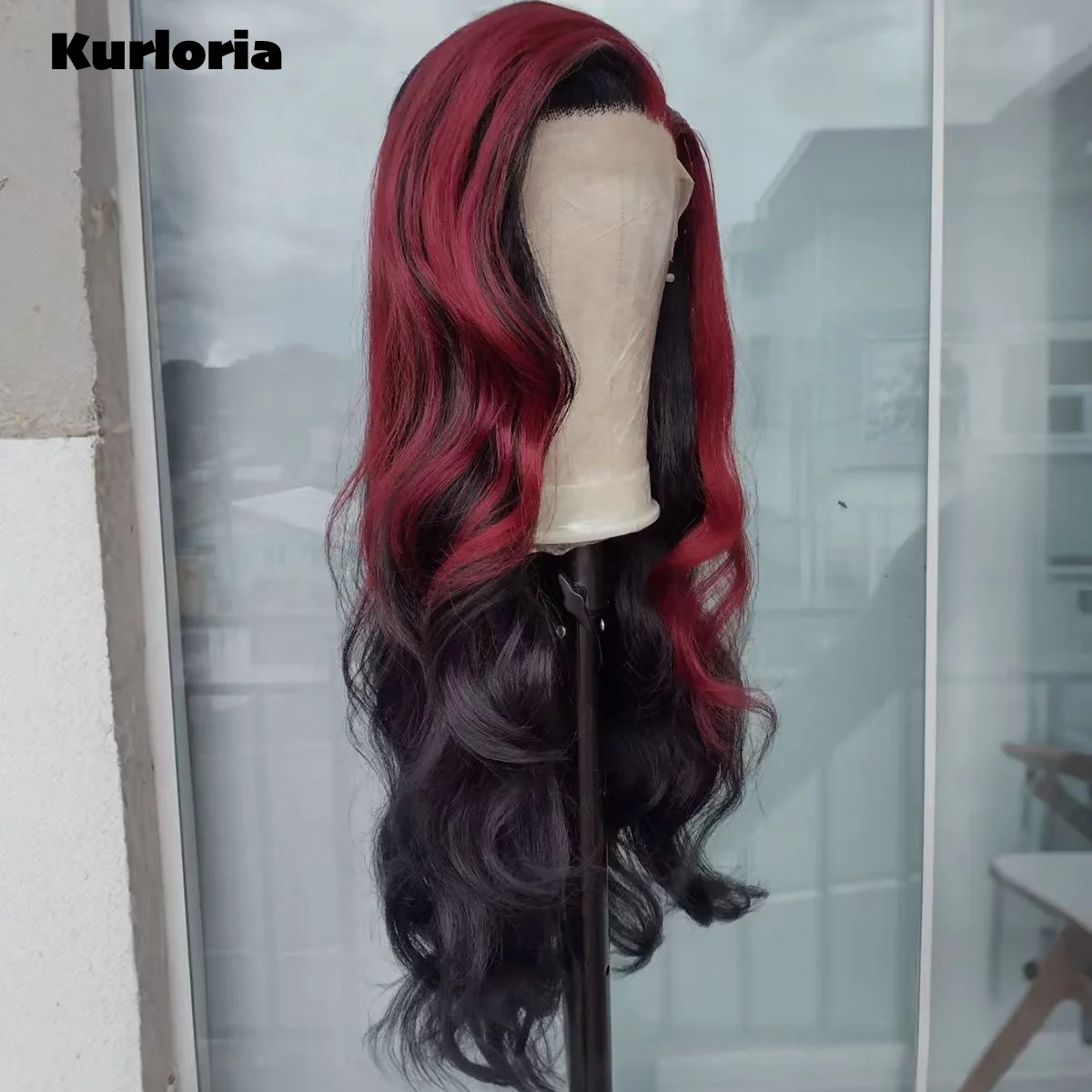 Body Wave Half Black Half Red Side Part Lace Front Wig 13x4 13x6 HD Transparent Lace 100% Human Hair Glueless Wear and Go Wig