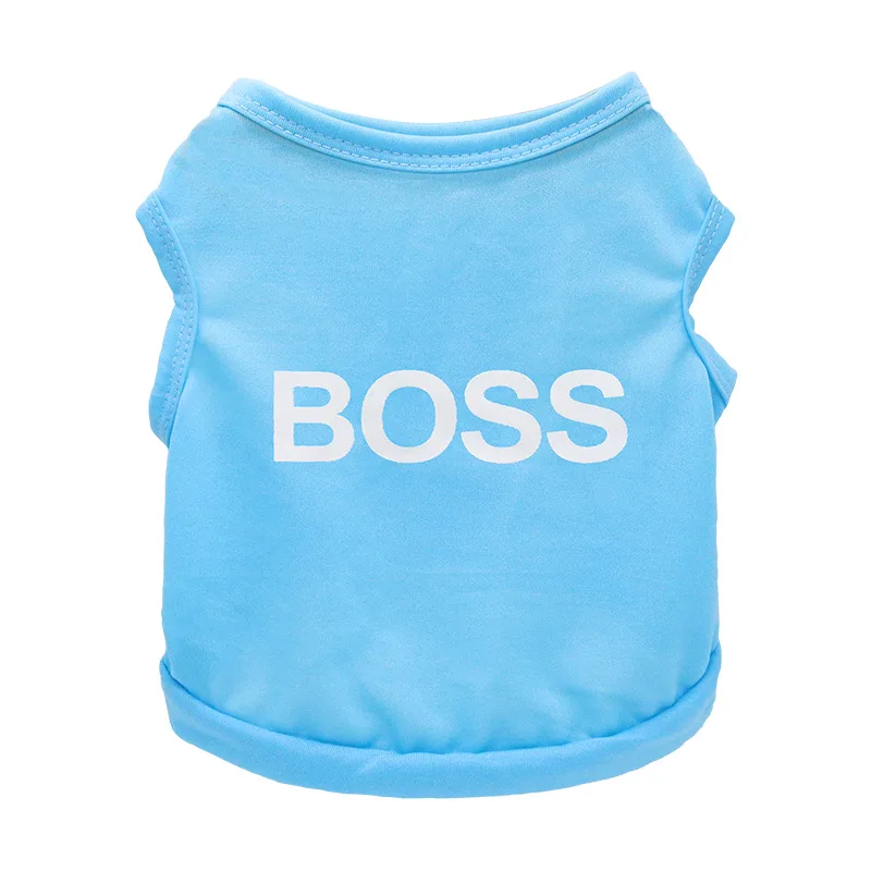 New Fashion Polyester Black Boss Letters Dog Pet Vest Clothes Summer Coat Pet Cat Puppy Clothing For Dogs Apparel