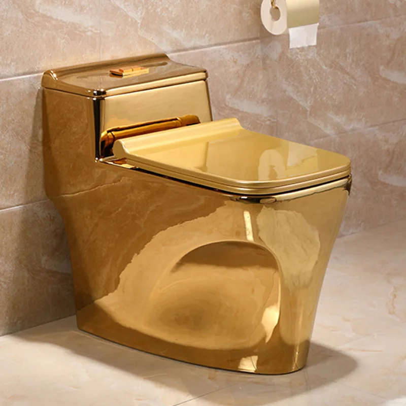 

Light luxury gold-plated toilet, rose gold flush toilet, high-quality scratch resistant seat toilet, for hotels, KTV YX615EV