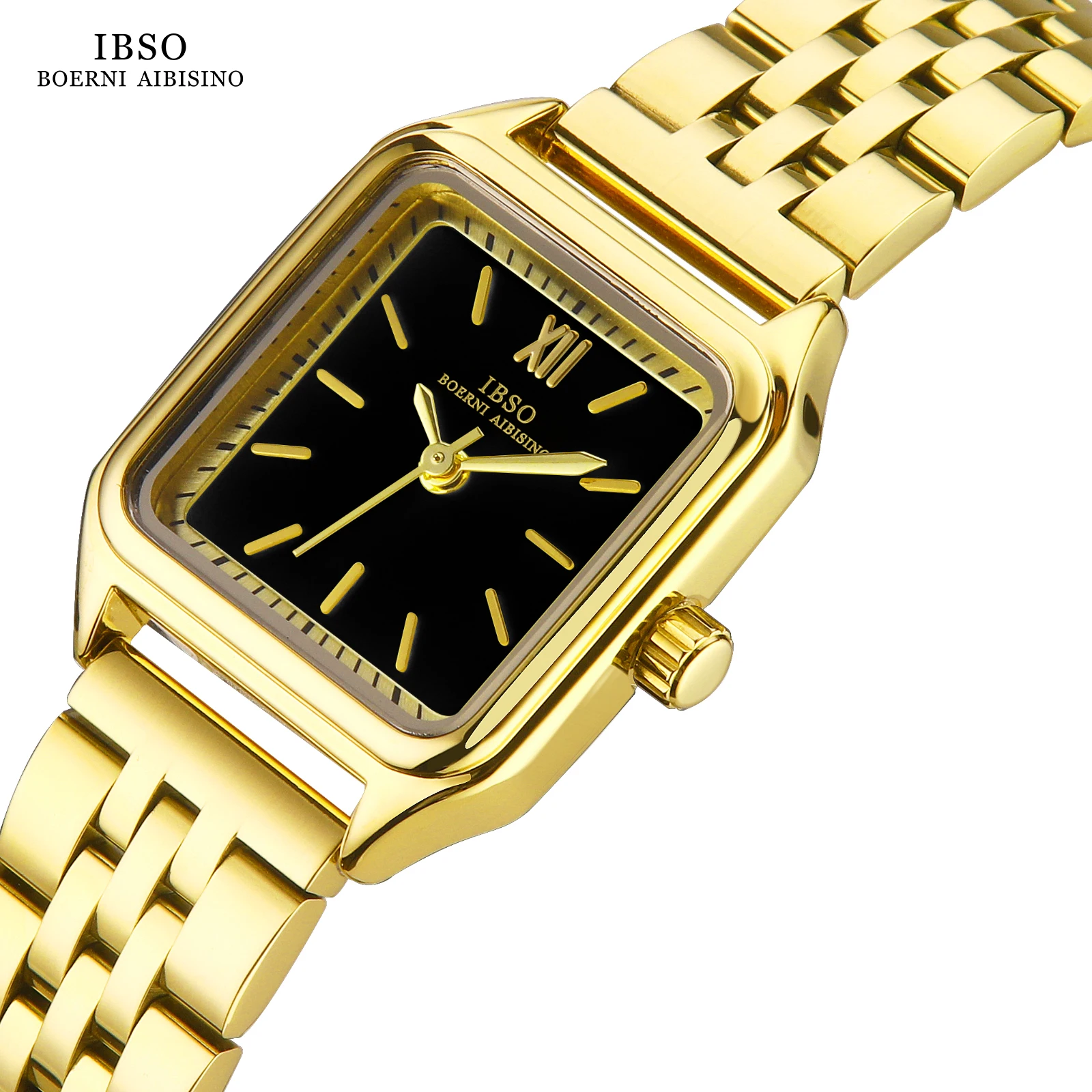 IBSO 2023 New Women Luxury Style Quartz Watches Square Face Stainless Steel Strap Waterproof Dial Waterproof 30 Quartz S9680L