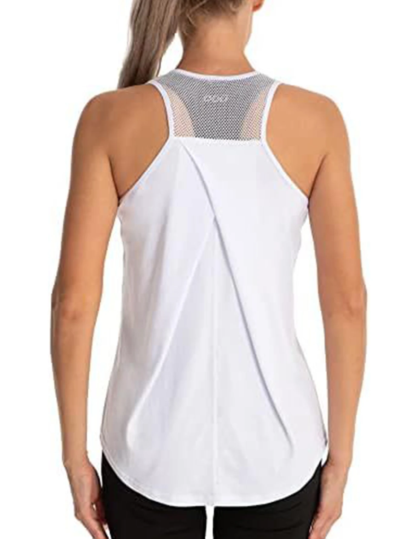 Shapershark Women's Tank Top Sleeveless Sports Top Breathable Quick-Dry Solid Color Fitness Running Yoga Straps Mesh Design