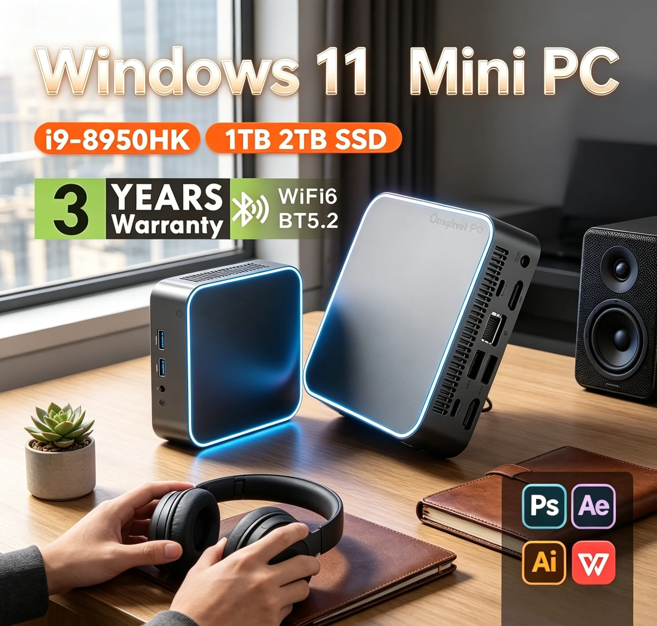 Laptop Premium Ultra Portable Mini PC Intel I9 10980HK Processor Windows 11 1TB 2TB SSD WiFi6 Business Travel Gaming Computer