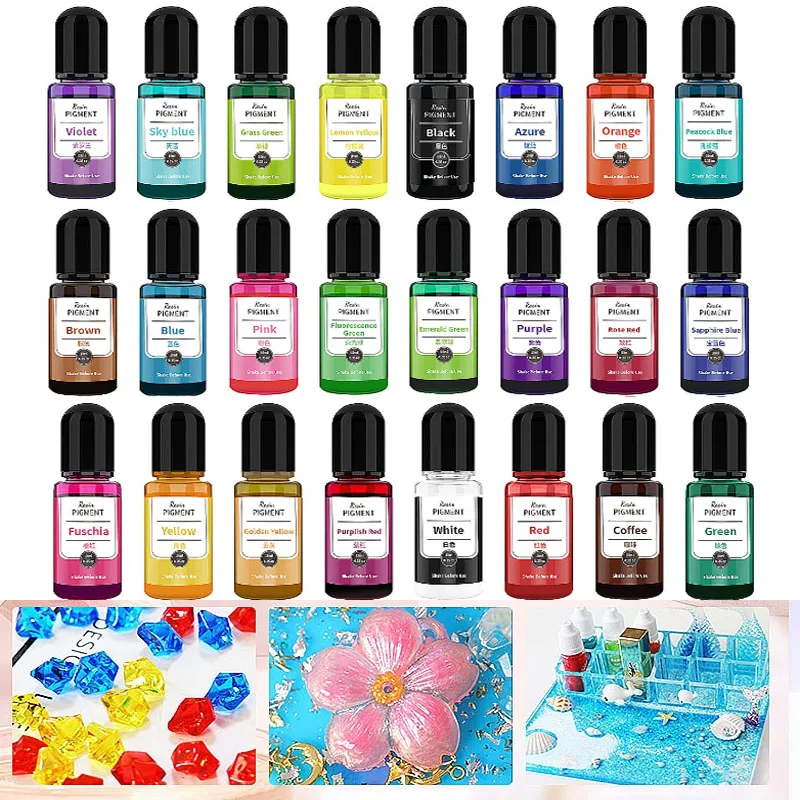 24 Color Crystal Drops Glue Color Essence Children's Handmade DIY Crafts with Epoxy Resin Concentrated Type Oily Dyeing Supplies