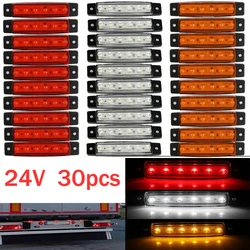 30x 6 LED light SMD 24V White Red Orange Truck Trailer Pickup Side Marker Indicator Lamps caravan tractor kart