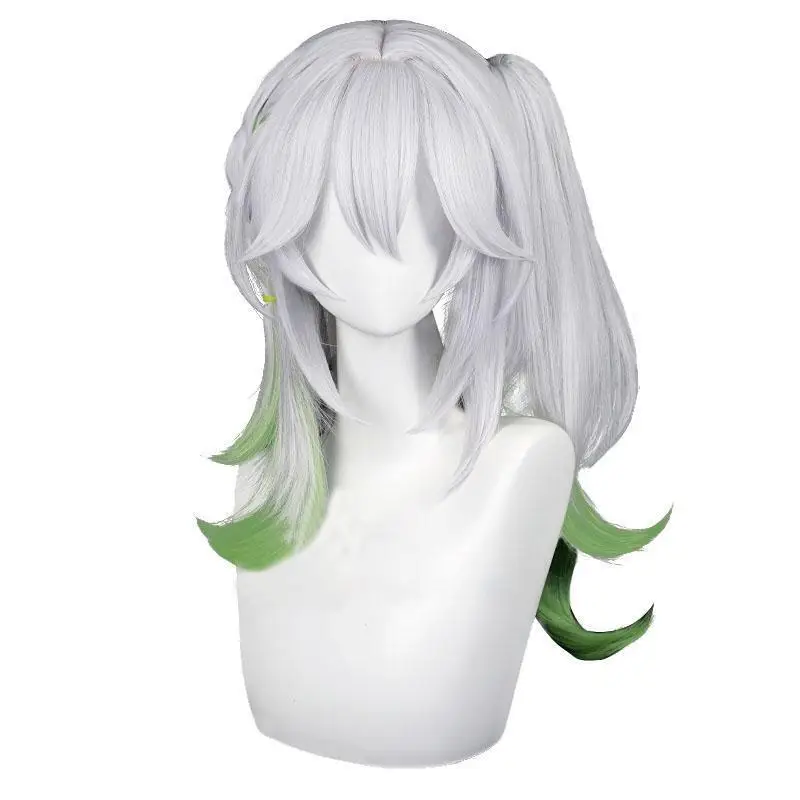 

Genshin Impact Nahida Cosplay Wigs 60cm Long Grey Mixed Green Synthetic Hair