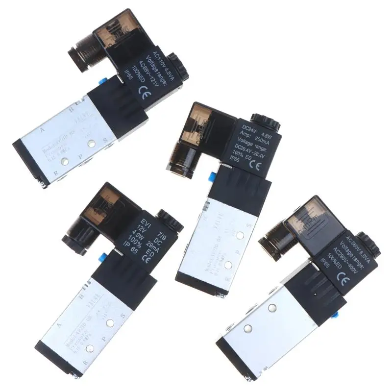 Pneumatic Electric Solenoid Valve 4V210-08 5 Way 2 Position Control Air Gas Magnetic Valve 12V 24V 36V 220V 380V Hose Fittings