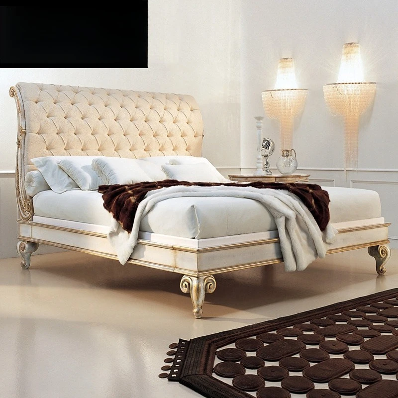 European double bed master bedroom Italian birch simple European fabric soft bag 1.8 meters wedding bed princess bed furniture