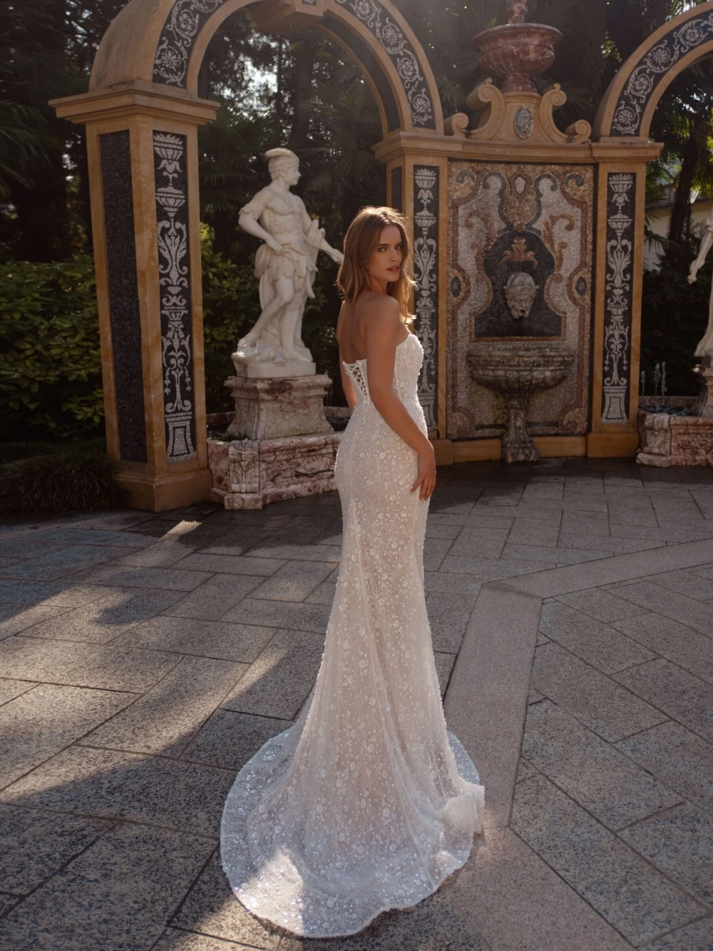 Robe de mariée longue à paillettes, avec traîne détachable et perles, élégante, épaules dénudées, robes de sirène personnalisées pour mariée, 2026