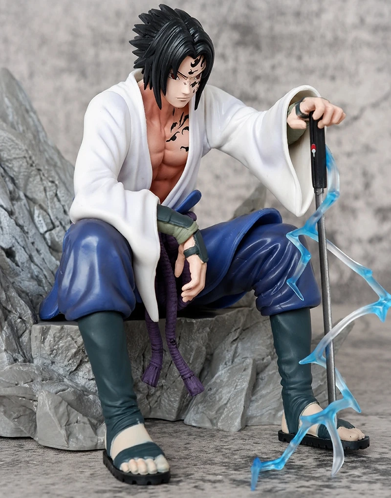 18 cm NARUTO Uchiha Sasuke Ninja Vloek Seal Zitten Anime Handgemaakte Actiefiguren Desktop Case Decoratie Ornament Gift
