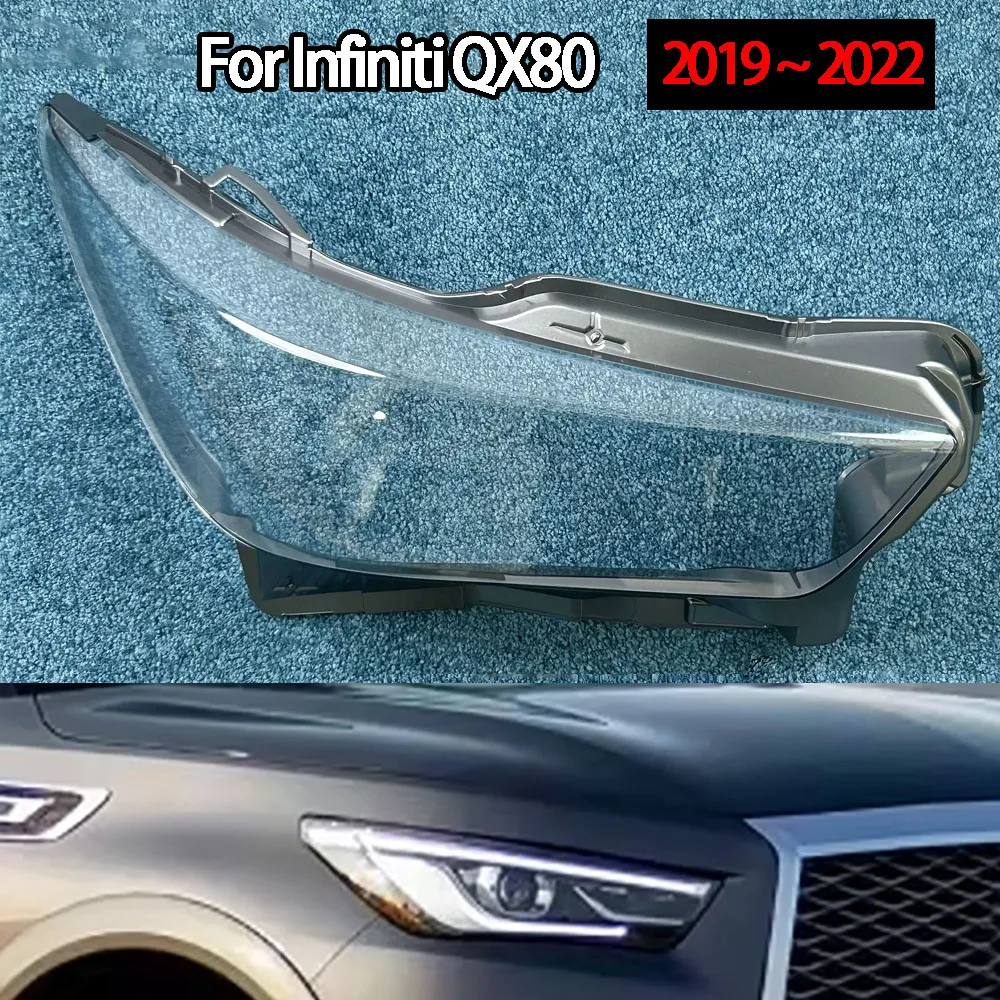 

For Infiniti QX80 2019 2020 2021 2022 Headlamps Cover Headlights Lens Transparent Lampshade Plexiglass Shell Replace Shade