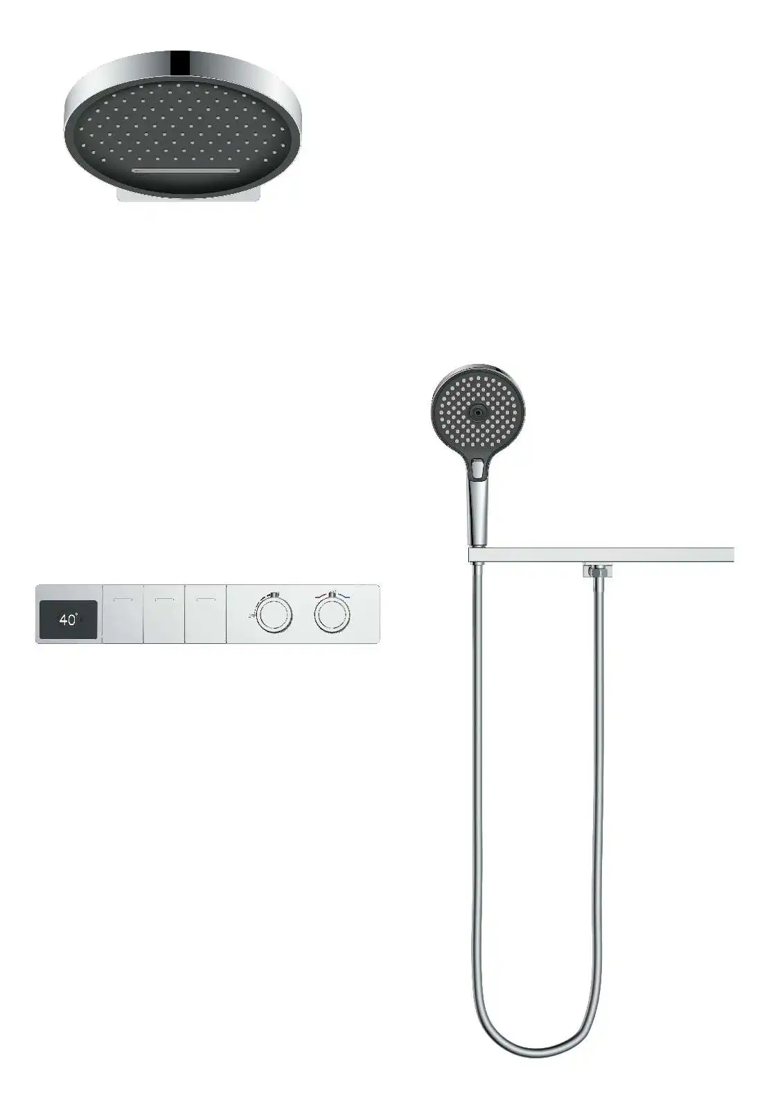 Mixer Water Three-function Shower Set with LED Digital Display Constant Temperature Shower Head Set Bathroom Shower Set System