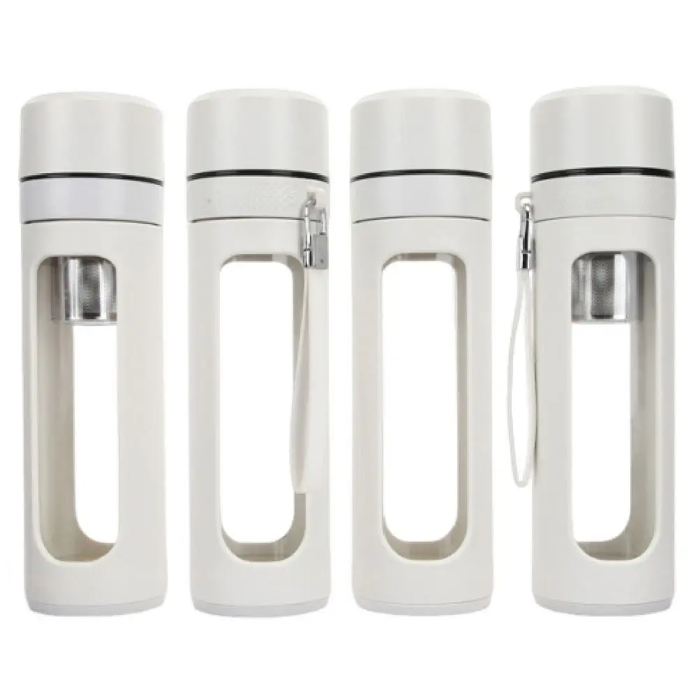 Anti-Scald Glass Water Bottle One Click Opening Leak-proof Tea Separation Cup Heat-Resistant with Tea Filter Drinking Bottle