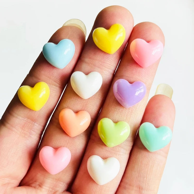 30 pieces of new cute mini colorful glossy heart-shaped flat back resin handmade DIY jewelry decoration accessories A153