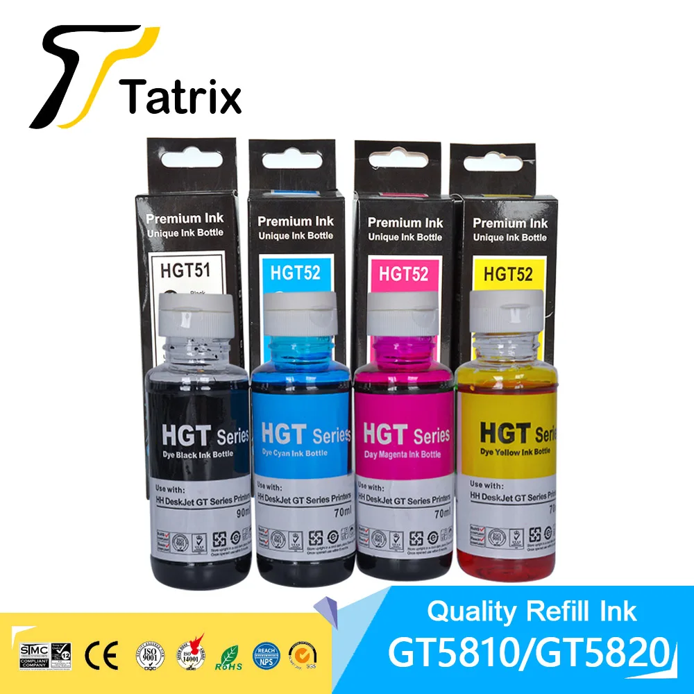 

Чернила Tatrix GT5810 GT5820 GT51 GT52 для принтера HP Smart Tank 450 455 500 510 515 516 519 530 559 570 610 615 651