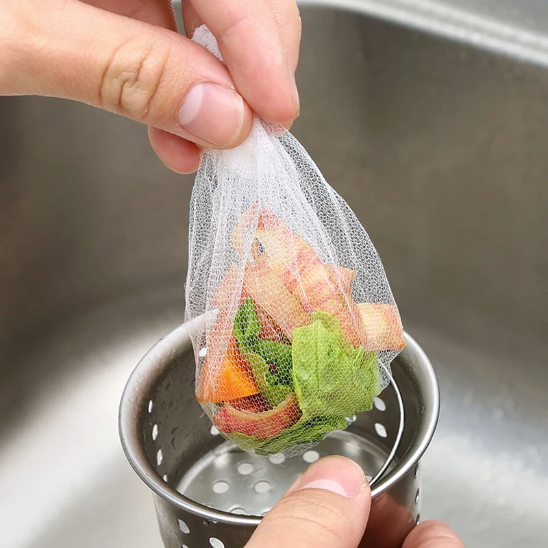 Gootsteenzeefje Mesh Bag Anti-blocking Wegwerp Gootsteen Filter Netto Zakken voor het Verzamelen van Keuken Voedselafval Overgebleven Vuilnis