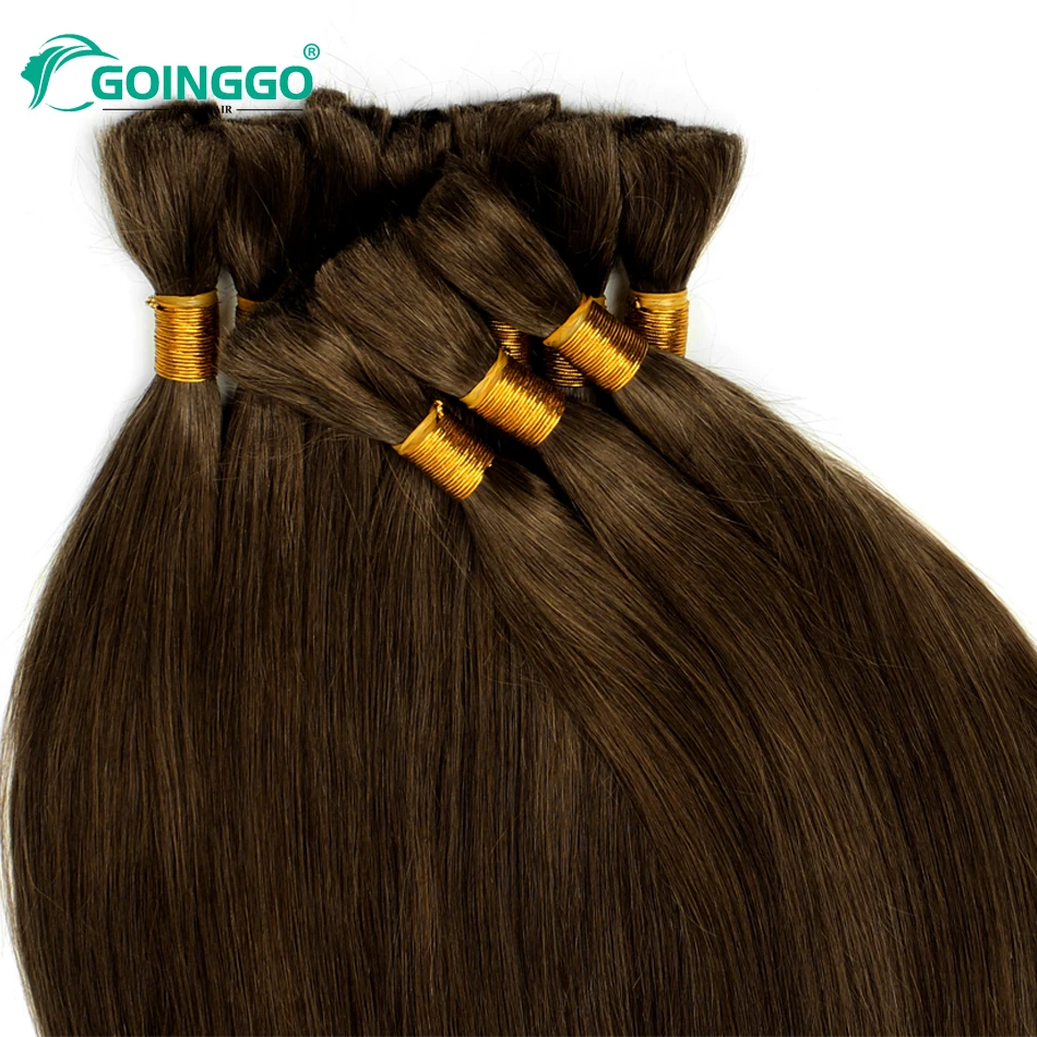 4 # Chocolate Brown Straight Bulk Hair Extension capelli umani 16-28 pollici Crochet Hair Extension 100G capelli umani sfusi per intrecciare