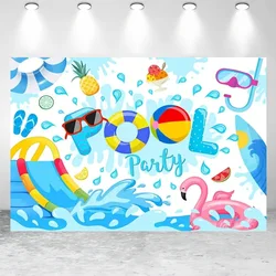 1pc Summer Pool Party Backdrop Outdoor Picnic Photo Backdrop Birthday Party Decoration Banner Photo Booth Props