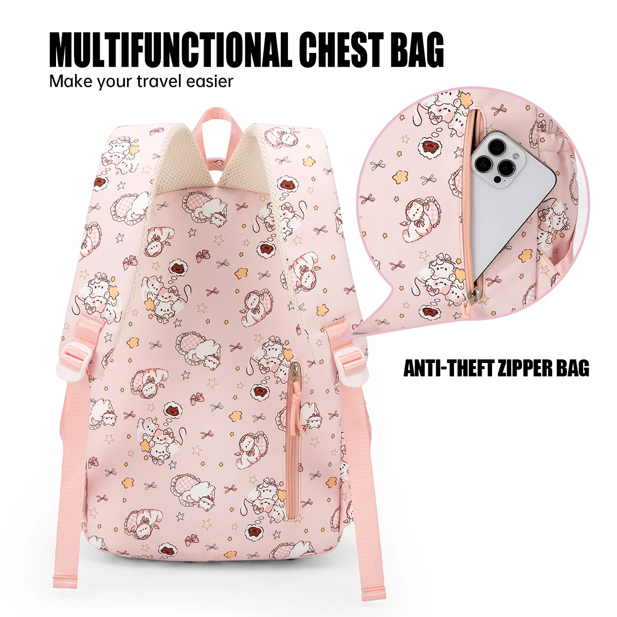 Japanese-Style High-Appearance Cartoon School Bag for Elementary School Students, Cute Transparent Ita Bag for Middle School Students, Backpack for Female College Students