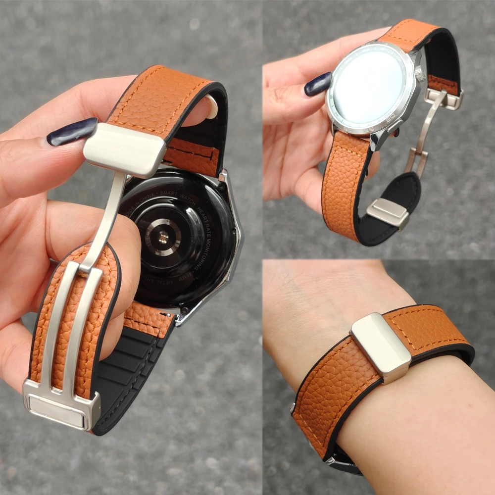 

Leather Silicone Strap For Samsung Galaxy Watch 7 6 5 40mm 44mm Men Bracelet Watchband For HUAWEI GT 6 5 4 PRO 3 2 20/22/18mm
