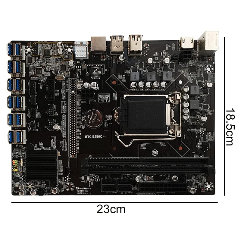 B250C BTC Mining Motherboard With 2XSATA Cable 12XPCIE To USB3.0 Graphics Card Slot LGA1151 Support DDR4 RAM Motherboard