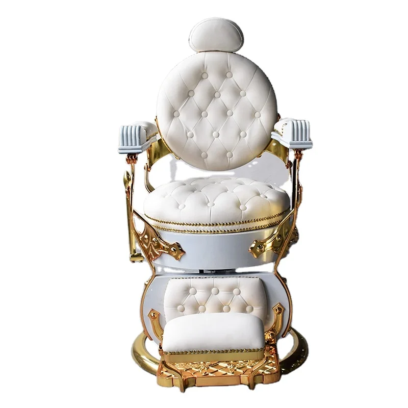 

White Luxury Beauty Salon Equipment Antique Retro European Style Barber Chair