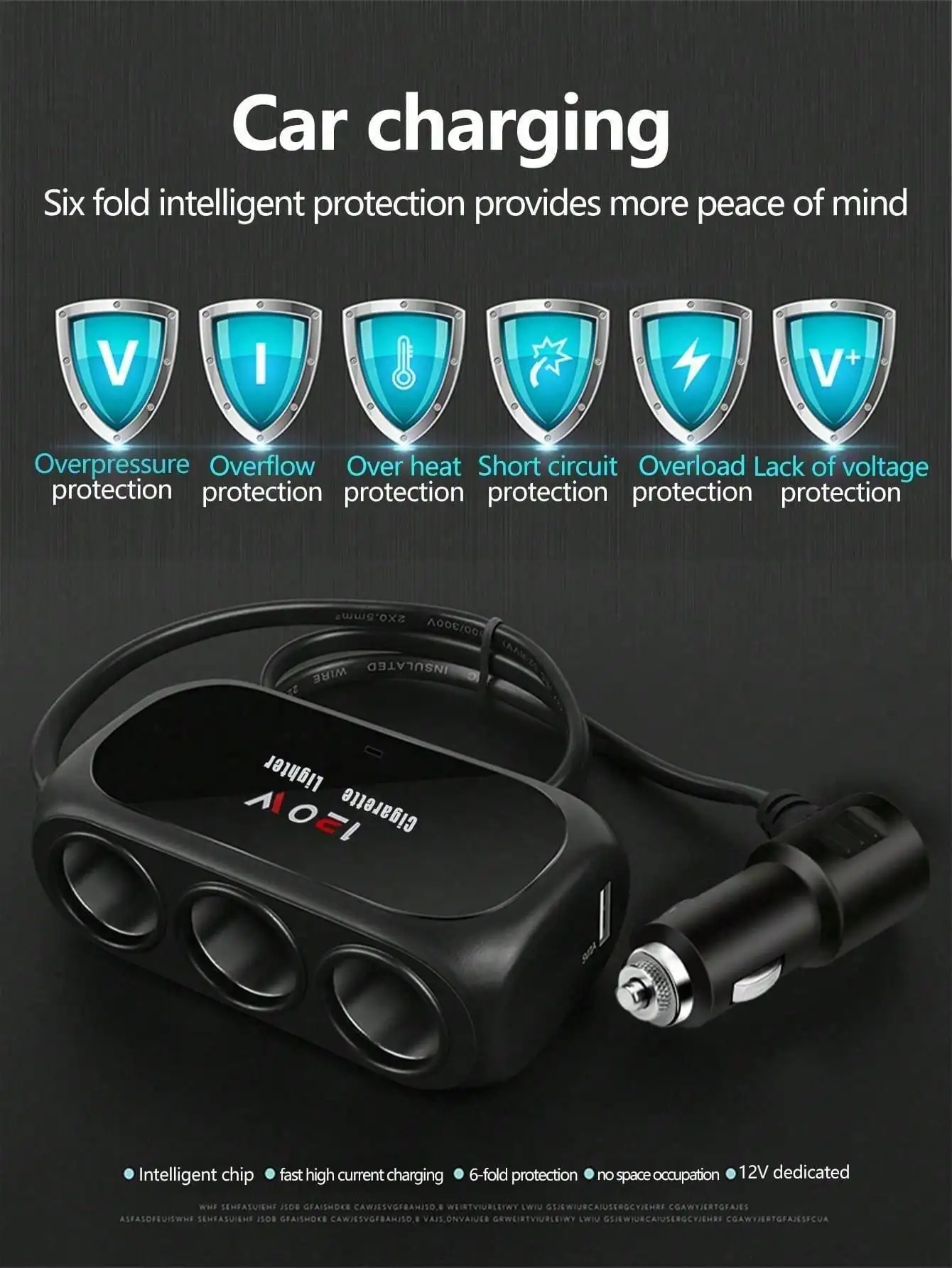 3 Socket Car Cigarette Lighter Splitter Dual USB LED Car Fast Charger 12V 24V Car Charger Adapter for lPhone GPS Dashcam ﻿