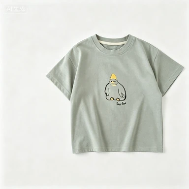 Children's Round Neck T-shirt Fashionable Loose Soft Comfortable Lightweight Breathable Simple Fresh Pattern Top