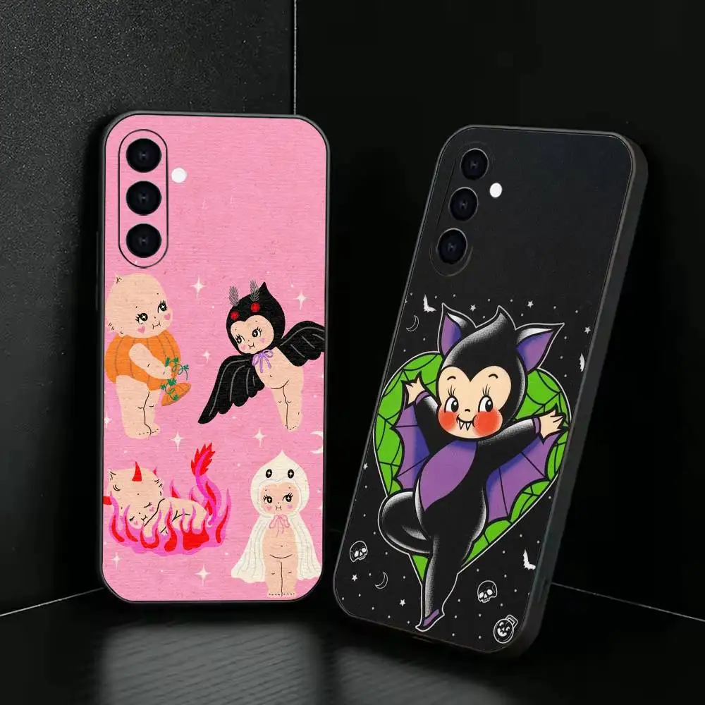 Halloween Kewpie Cute Angel Baby Phone Case For Samsung Galaxy A73,A72,A71,A70,A53,A52,A51,Soft Silicone Black Cover