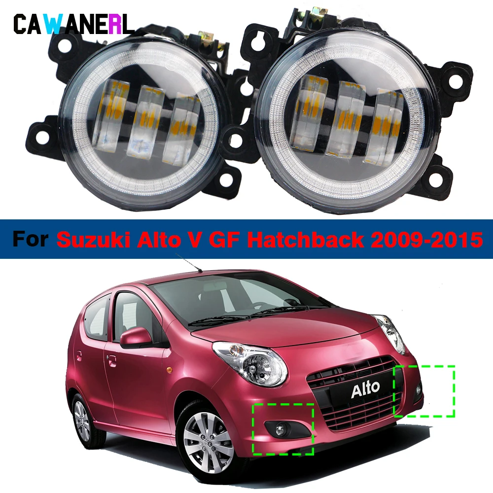 

2 Pcs Car LED Fog Light Assembly 30W 6000LM Angel Eye Fog Daytime Running Lamp DRL H11 For Suzuki Alto V GF Hatchback 2009-2015