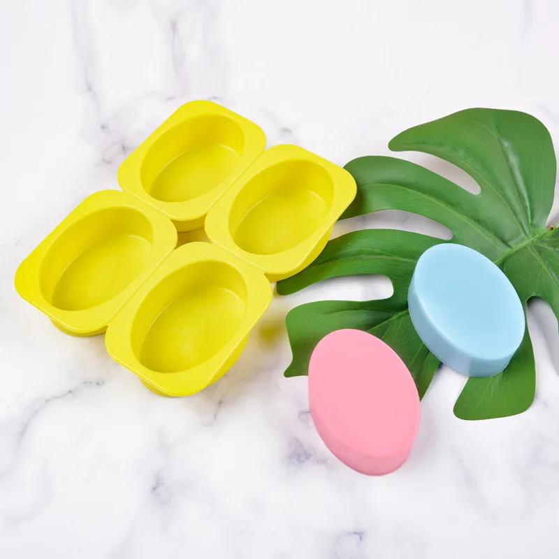 4 Cavity Silicone Soap Molds Handmade Soap Making Supplies Round  Oval Square Heart DIY Plaster Resin Candle Material Kit Tools