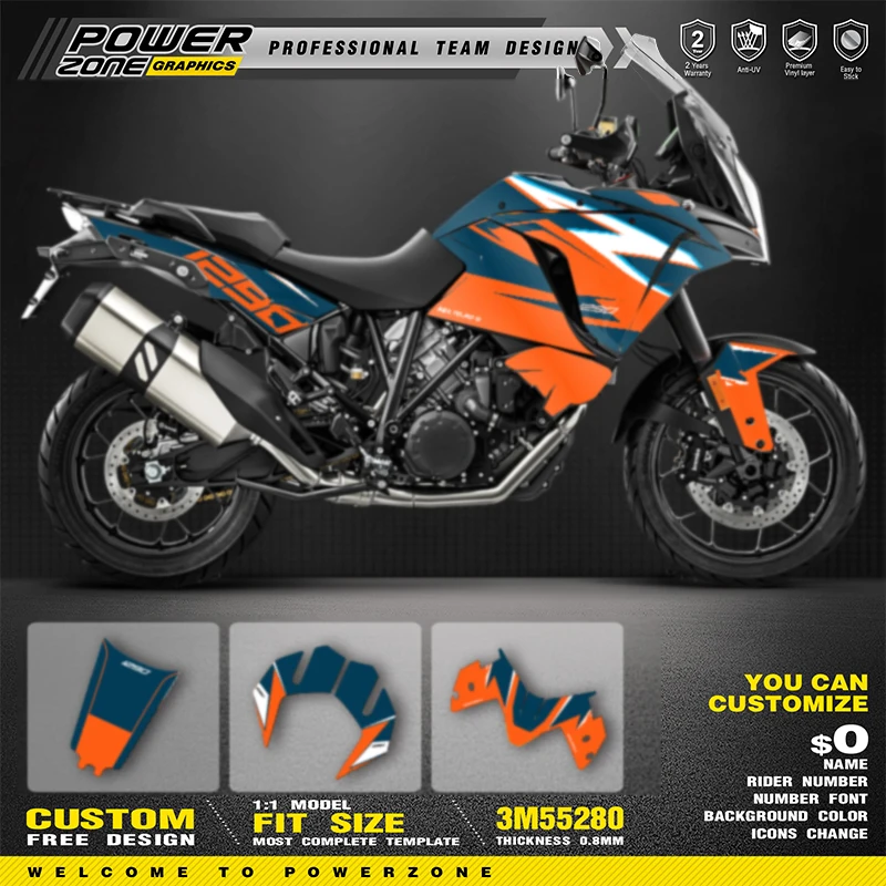 PowerZone Custom Graphics Backgrounds Decals for Stickers Kit For KTM 2017-2020 ADV ADV S ADV R 1290 ADVENTURE SUPERMOTO 12