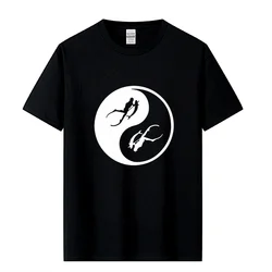 Designs Comical Spearfishing Underwater Freediving Ying And Yang T-Shirt Male Female Pictures Sunlight Men's Tshirt Crazy