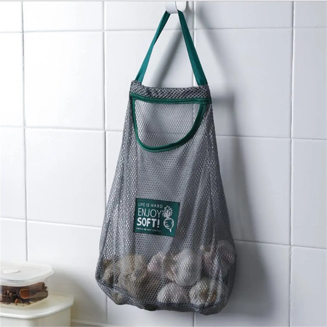 Fruit and vegetable hanging bag kitchen onion ginger garlic storage mesh bag hollowed out bag fruit and vegetable storage bag