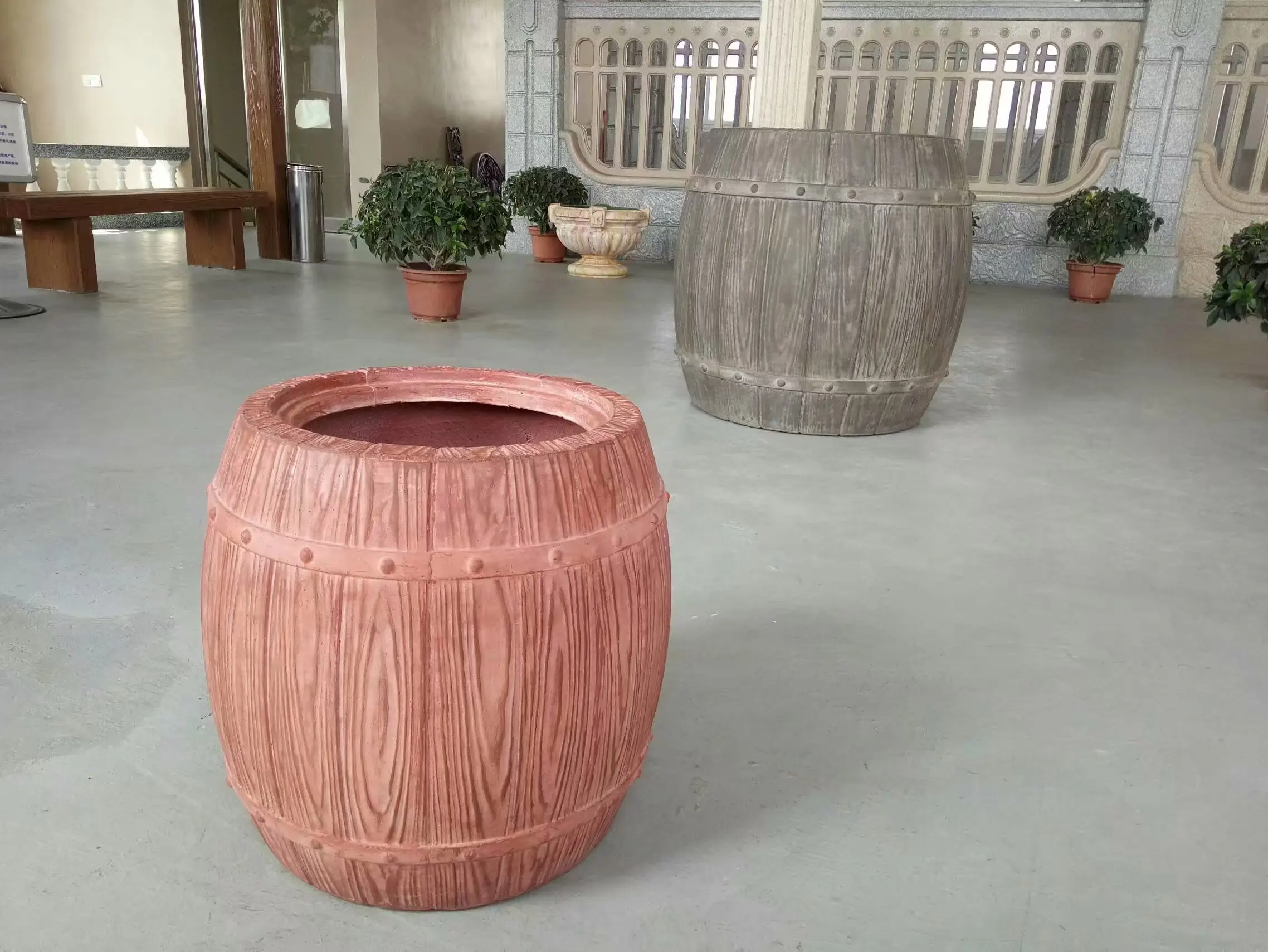 Wood Xexture Concrete Pot plastic Garden Mold for sale Model Large